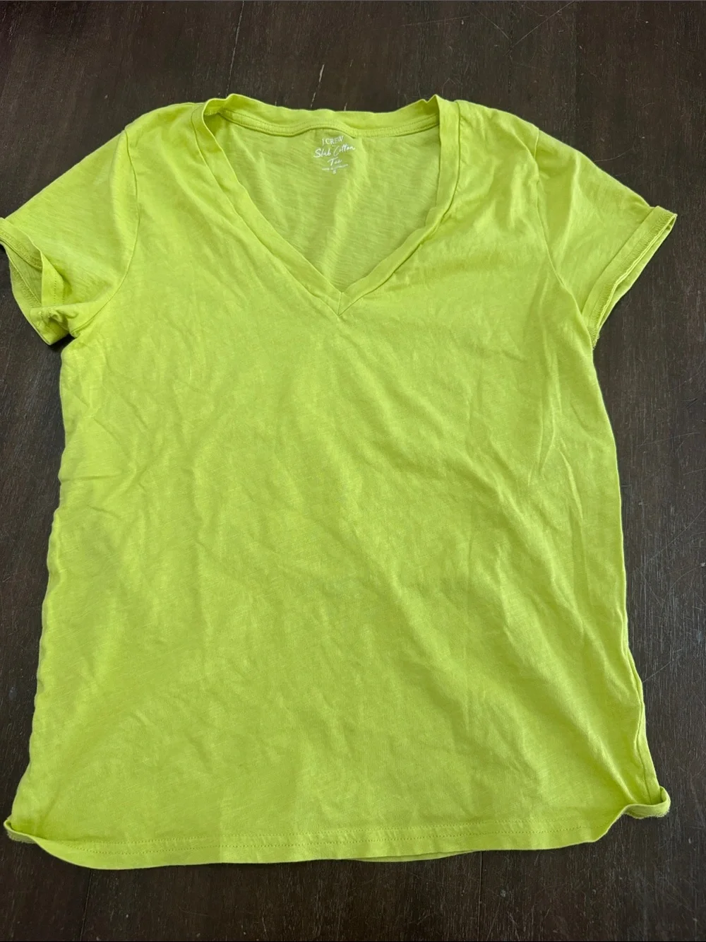 J. Crew Short Sleeve V-Neck Tee in Lime